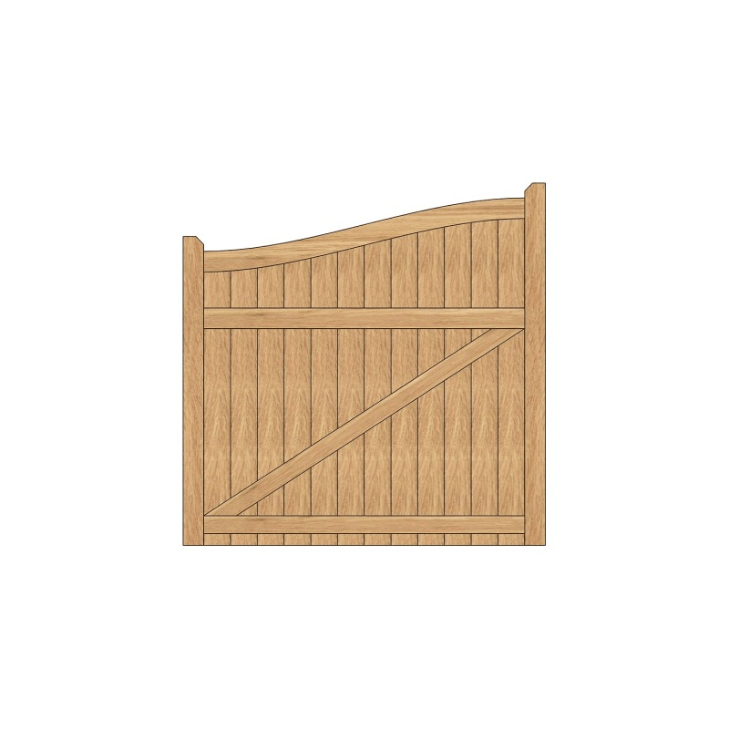Single European Oak Swan Neck Closeboard Driveway Gate